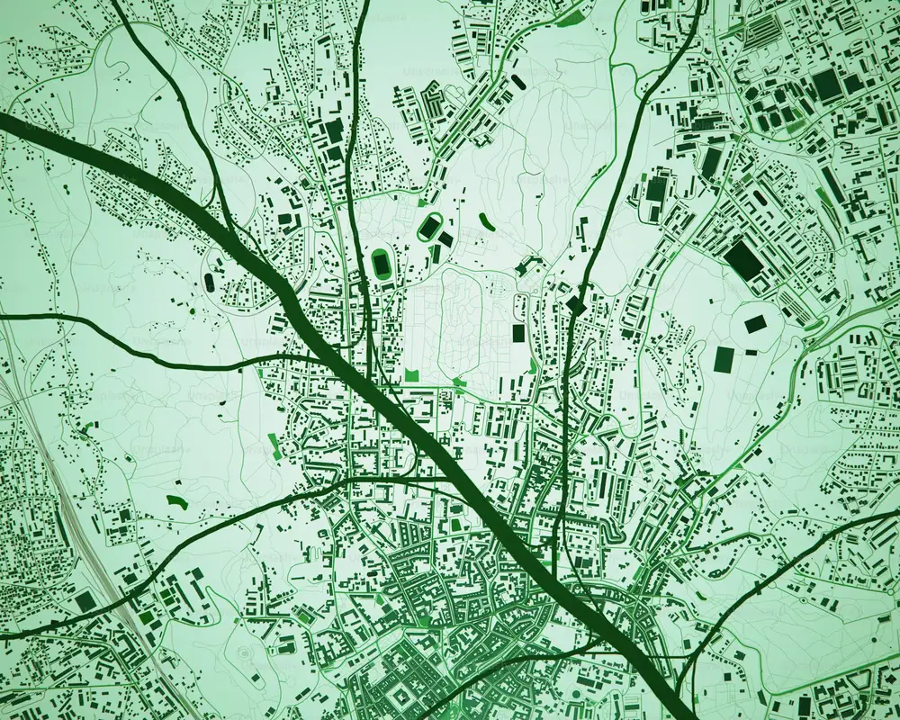 An aerial view of a city grid, representing boundaries and geofencing.